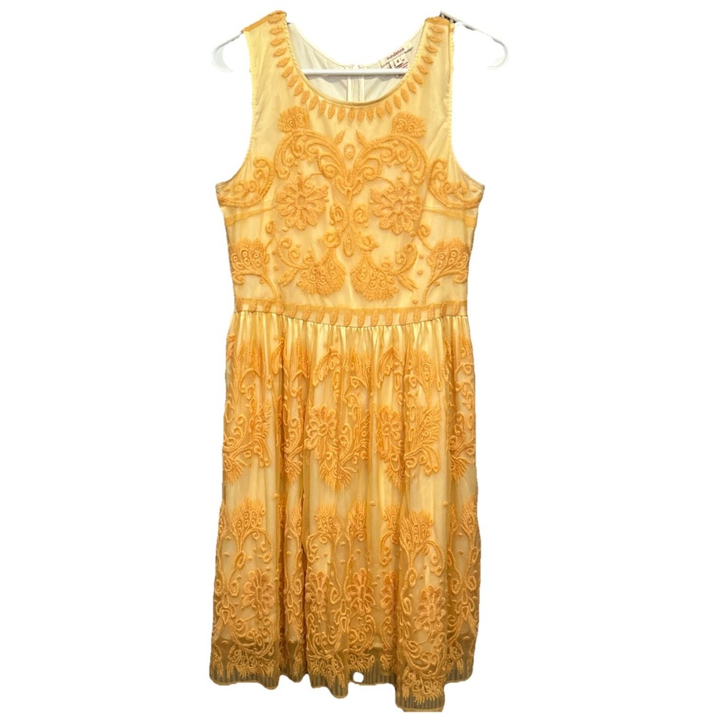 Sundance Love at First Sight Sherbet Orange Embroidered Sleeveless Dress Size 8